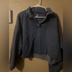 Aerie cropped 1/4 button henley sweatshirt